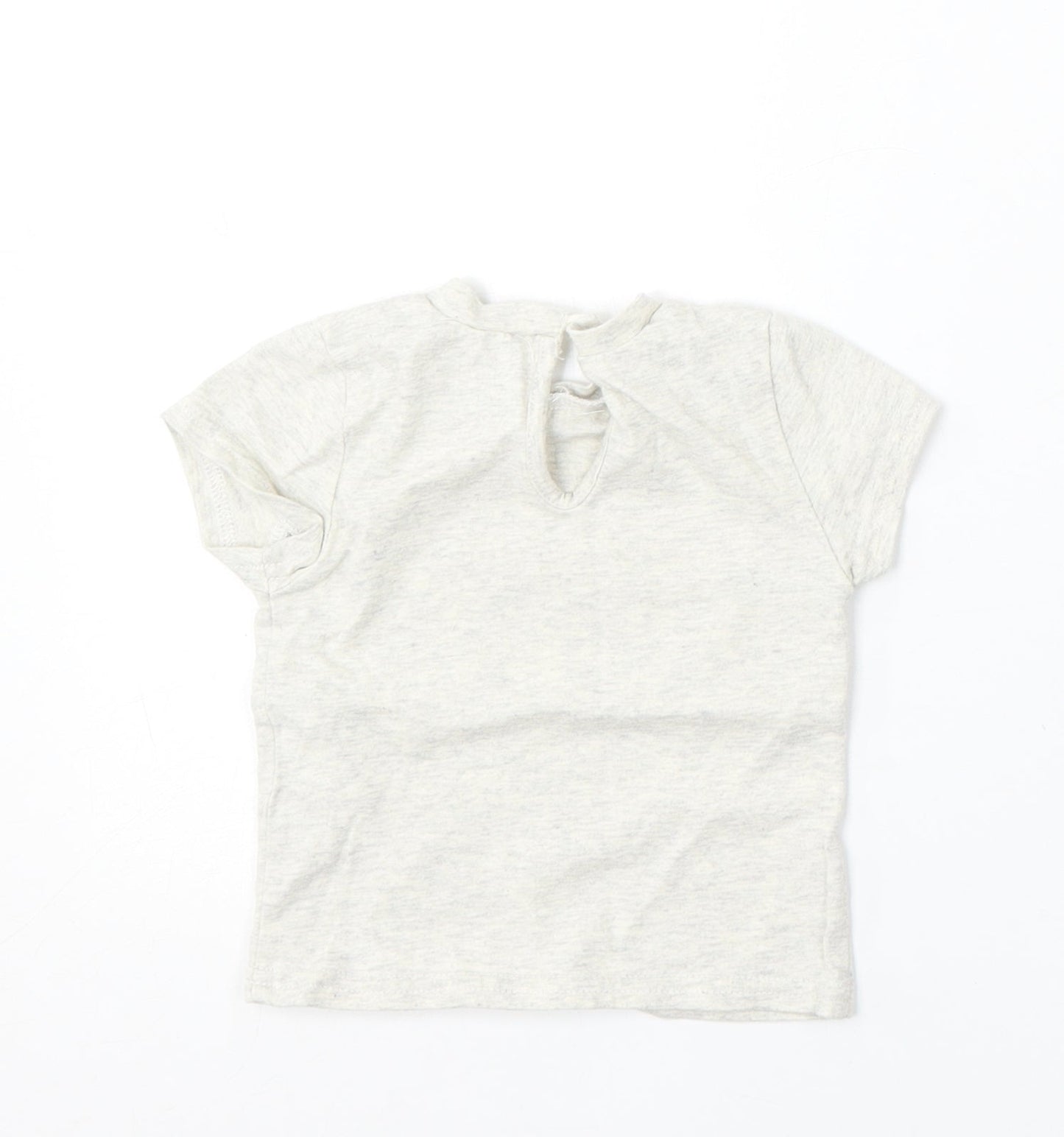 Jeff&Co Girls Grey Cotton Basic T-Shirt Size 18-24 Months Round Neck - Rainbow