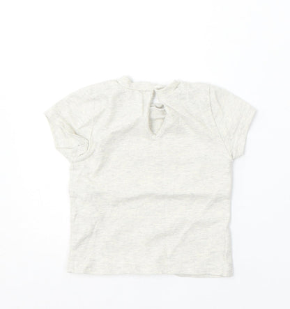 Jeff&Co Girls Grey Cotton Basic T-Shirt Size 18-24 Months Round Neck - Rainbow