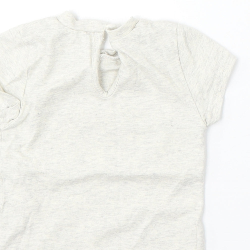 Jeff&Co Girls Grey Cotton Basic T-Shirt Size 18-24 Months Round Neck - Rainbow