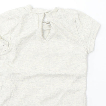 Jeff&Co Girls Grey Cotton Basic T-Shirt Size 18-24 Months Round Neck - Rainbow