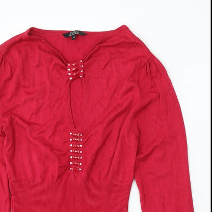 Womens UK Size 14 Debenhams Red Pullover Jumper