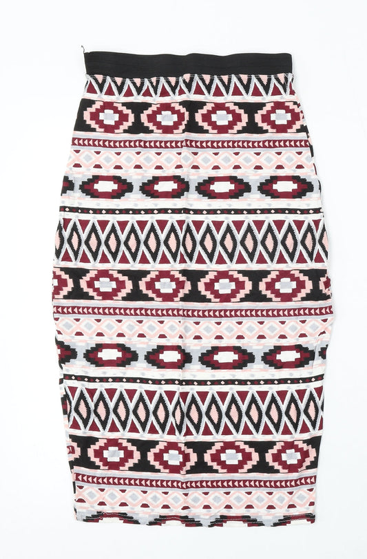 Cameo Rose Womens Multicoloured Geometric Polyester Straight & Pencil Skirt Size 28 in