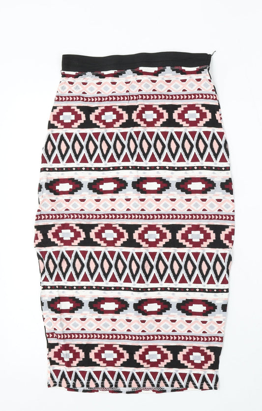 Cameo Rose Womens Multicoloured Geometric Polyester Straight & Pencil Skirt Size 28 in