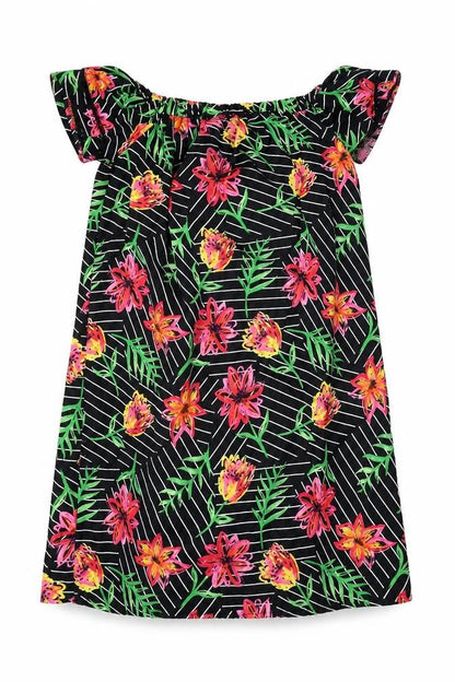 Primark Womens Black Floral Polyester Sheath Size 8 Boat Neck Pullover