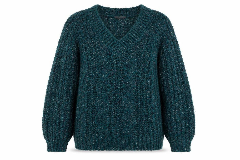 Falmer Heritage Womens Green V-Neck Acrylic Pullover Jumper Size M
