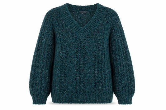 Falmer Heritage Womens Green V-Neck Acrylic Pullover Jumper Size M