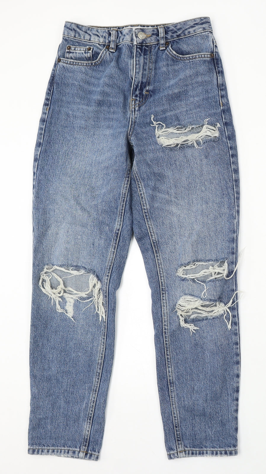 Topshop Womens Blue Cotton Mom Jeans Size 25 L30 in Regular Button