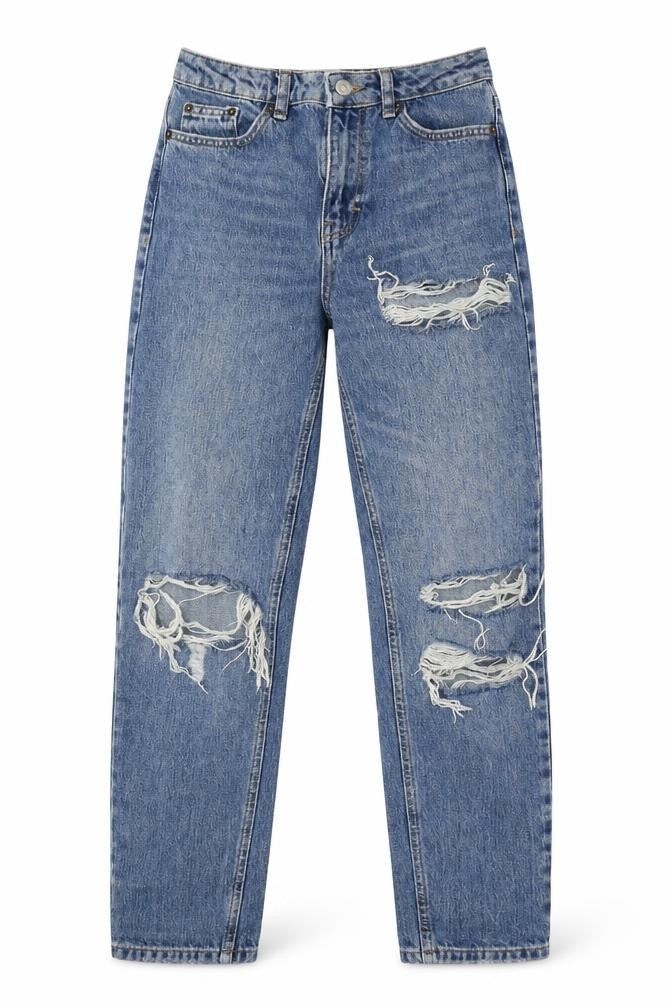 Womens UK Size 25 Topshop Regular Fit Mom Blue Jeans