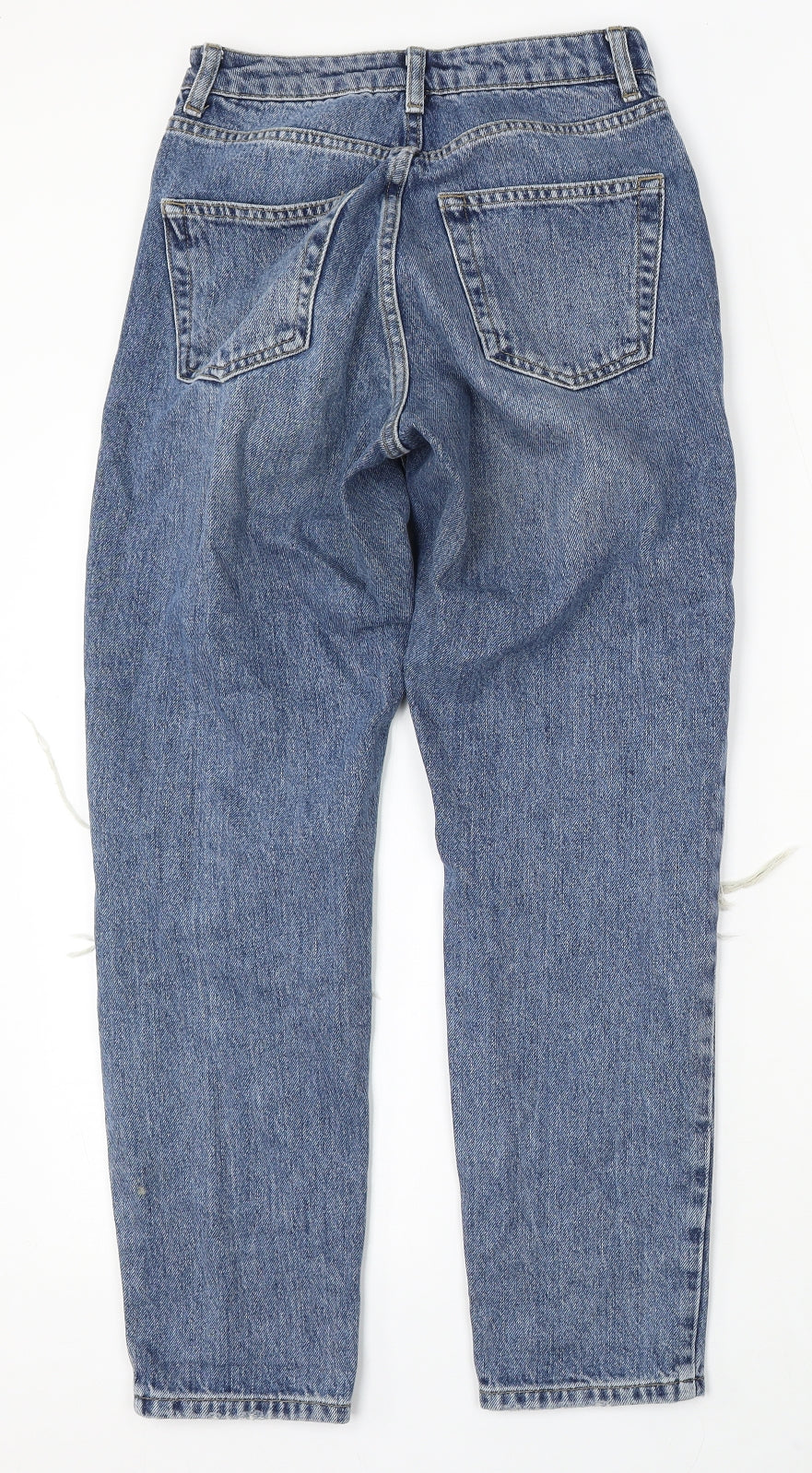 Topshop Womens Blue Cotton Mom Jeans Size 25 L30 in Regular Button