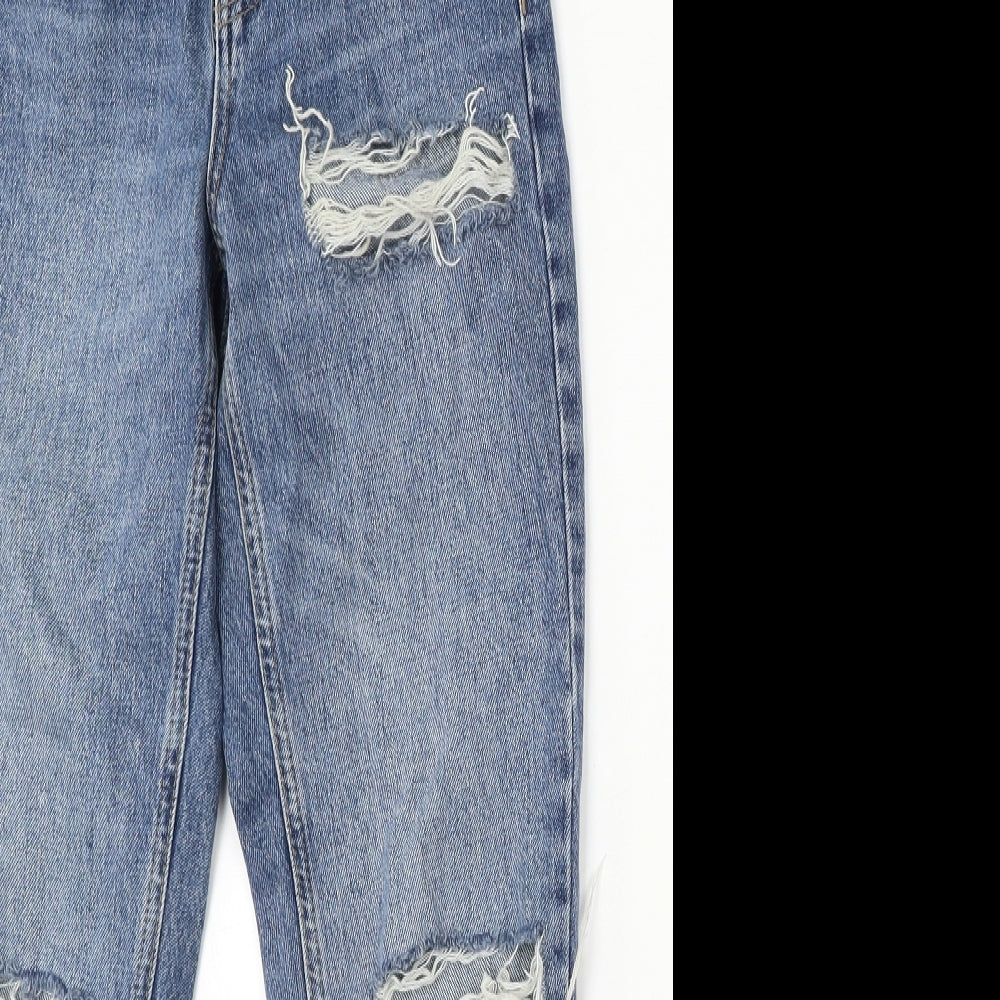 Topshop Womens Blue Cotton Mom Jeans Size 25 L30 in Regular Button