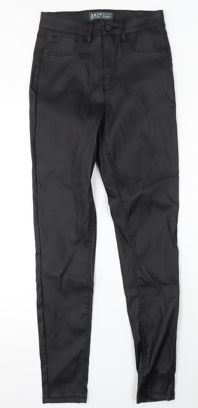 Denim & Co. Womens Black Polyurethane Skinny Jeans Size 8 L29 in Regular Button