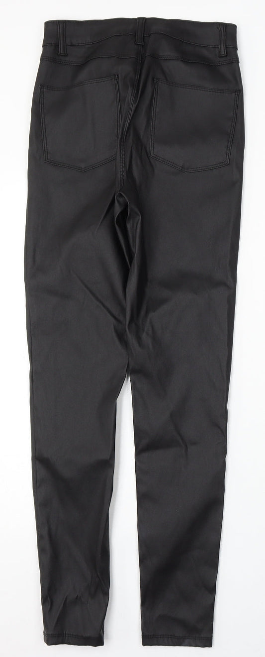 Denim & Co. Womens Black Polyurethane Skinny Jeans Size 8 L29 in Regular Button