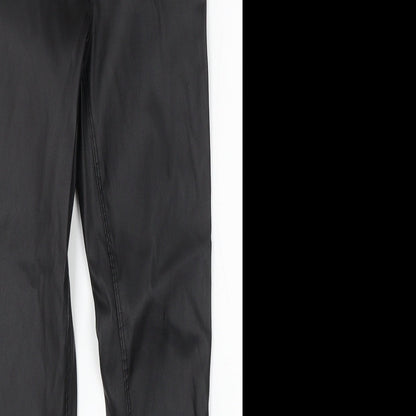 Denim & Co. Womens Black Polyurethane Skinny Jeans Size 8 L29 in Regular Button