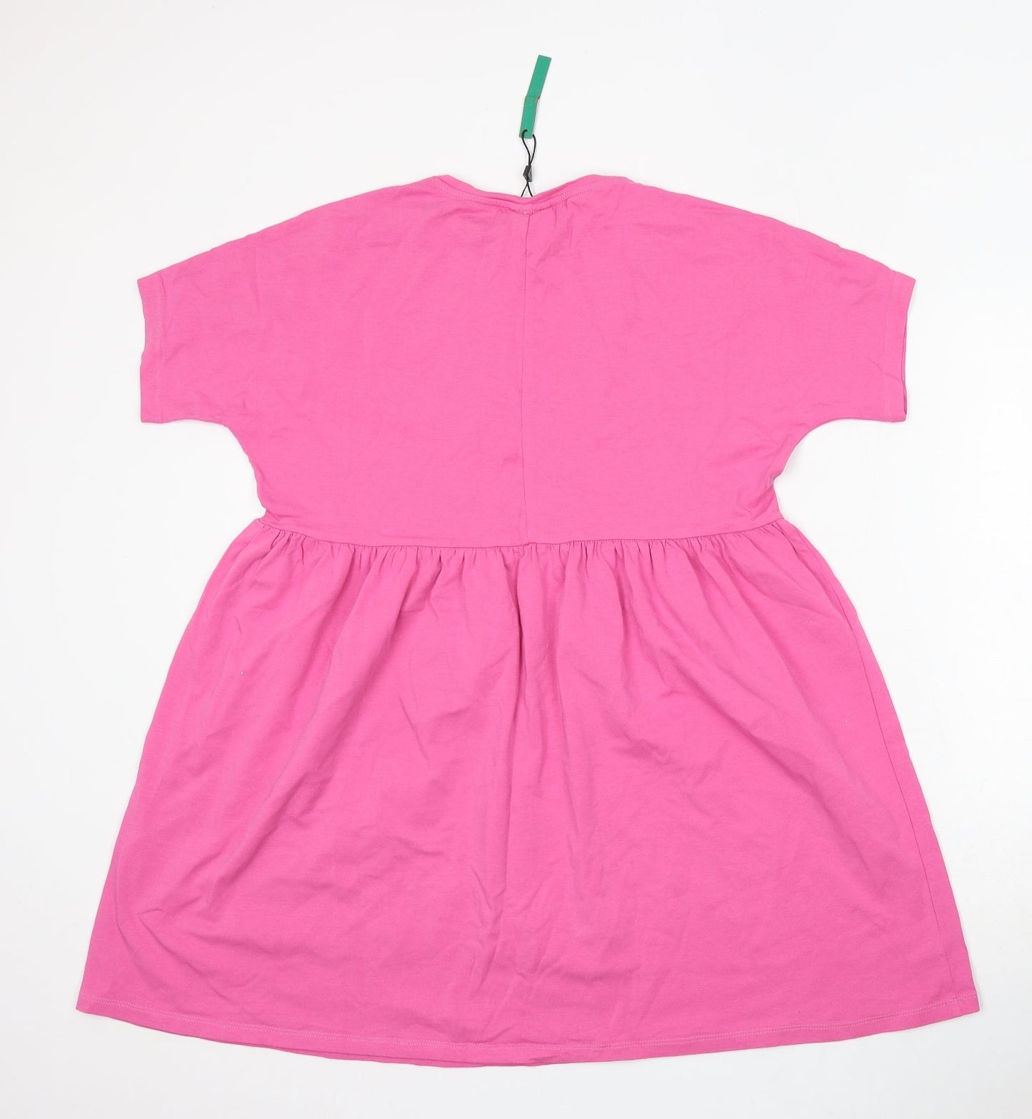 Noisy may Womens Pink Cotton Skater Dress Size 2XS Round Neck