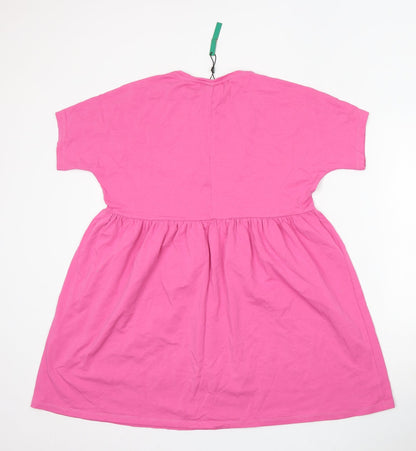 Noisy may Womens Pink Cotton Skater Dress Size 2XS Round Neck