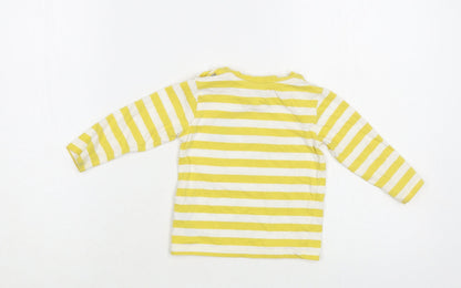 Marks and Spencer Baby Yellow Striped Cotton Pullover T-Shirt Size 9-12 Months Crew Neck Snap - Dinosaur