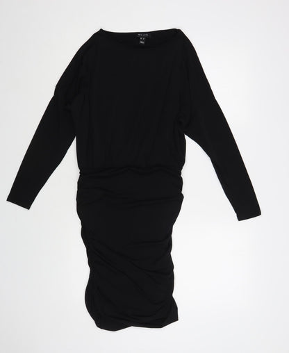 New Look Womens Black Polyester Bodycon Size 10 Boat Neck Pullover