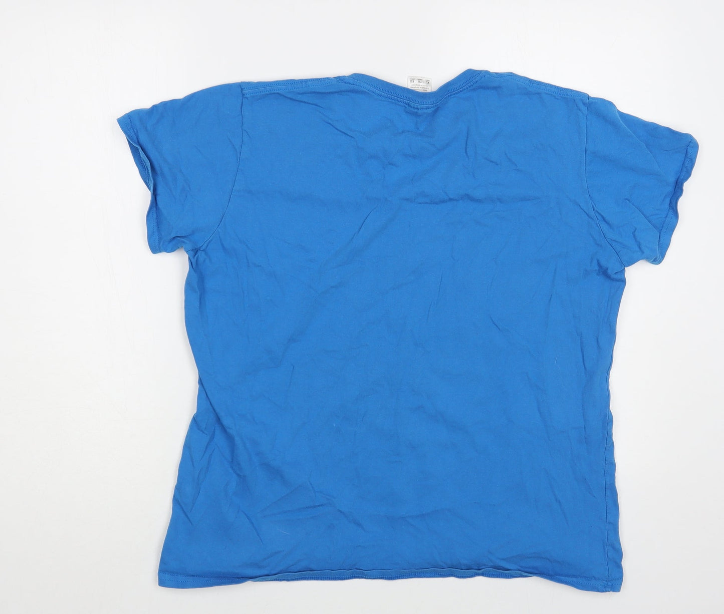 Womens UK Size XL Gildan Blue Basic T-Shirt