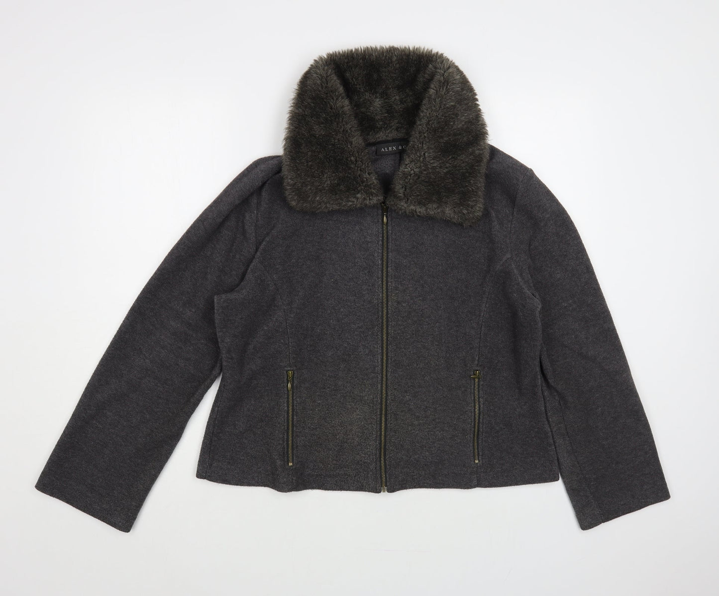 Alex & Co. Womens Grey Jacket Size 16 Zip