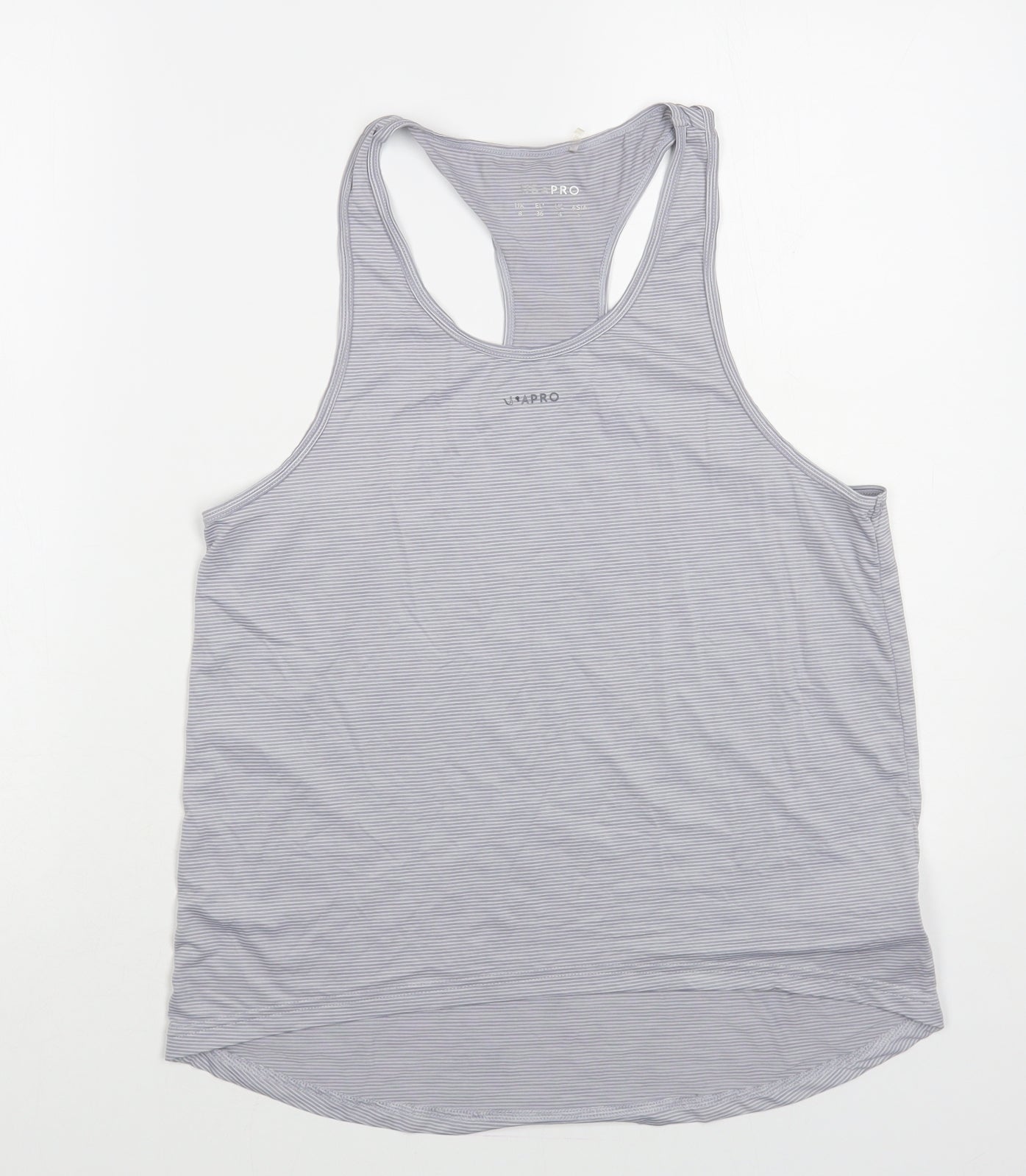 USA Pro Womens Grey Striped Nylon Pullover Tank Size 8 Scoop Neck Pullover