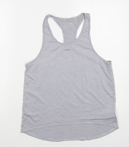 USA Pro Womens Grey Striped Nylon Pullover Tank Size 8 Scoop Neck Pullover