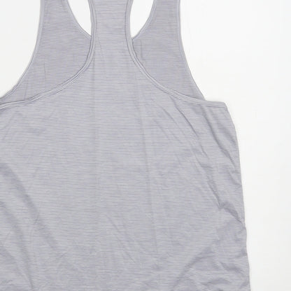 USA Pro Womens Grey Striped Nylon Pullover Tank Size 8 Scoop Neck Pullover