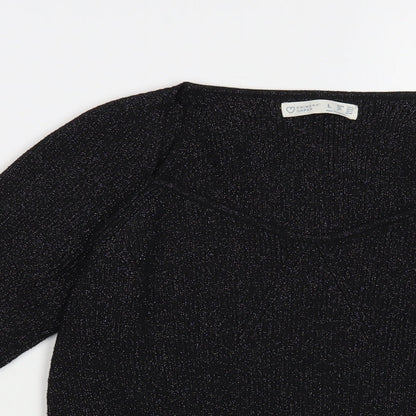 Primark Womens Black V-Neck Polyester Pullover Jumper Size 14