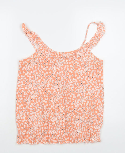 Papaya Womens Pink Floral Polyester Camisole Blouse Size 10 Roll Neck