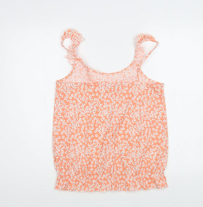 Papaya Womens Pink Floral Polyester Camisole Blouse Size 10 Roll Neck