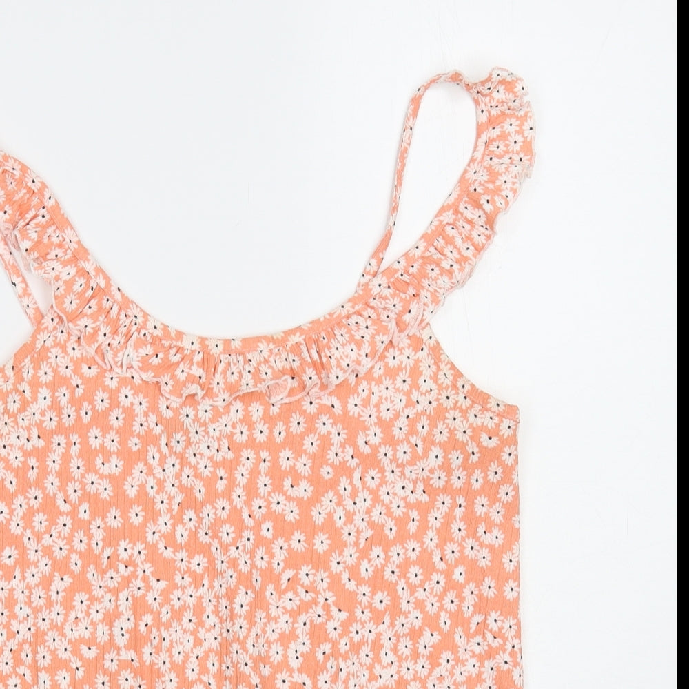 Papaya Womens Pink Floral Polyester Camisole Blouse Size 10 Roll Neck