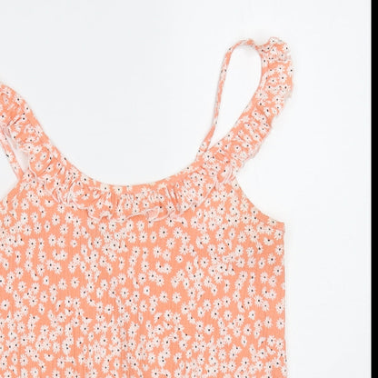 Papaya Womens Pink Floral Polyester Camisole Blouse Size 10 Roll Neck