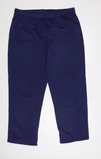 Anne De Lancay Womens Blue Polyester Jogger Trousers Size L L29 in Regular