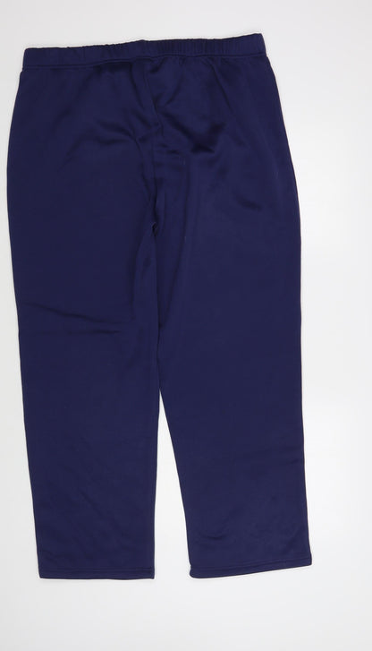 Anne De Lancay Womens Blue Polyester Jogger Trousers Size L L29 in Regular