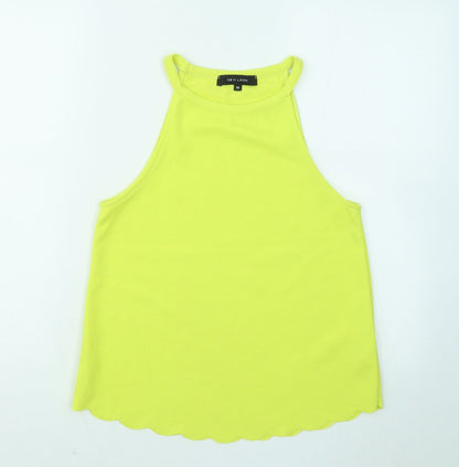 Womens UK Size 10 New Look Yellow Basic Tank