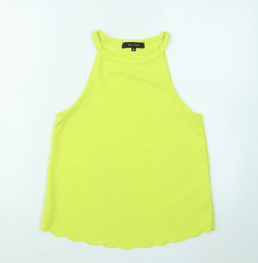Womens UK Size 10 New Look Yellow Basic Tank
