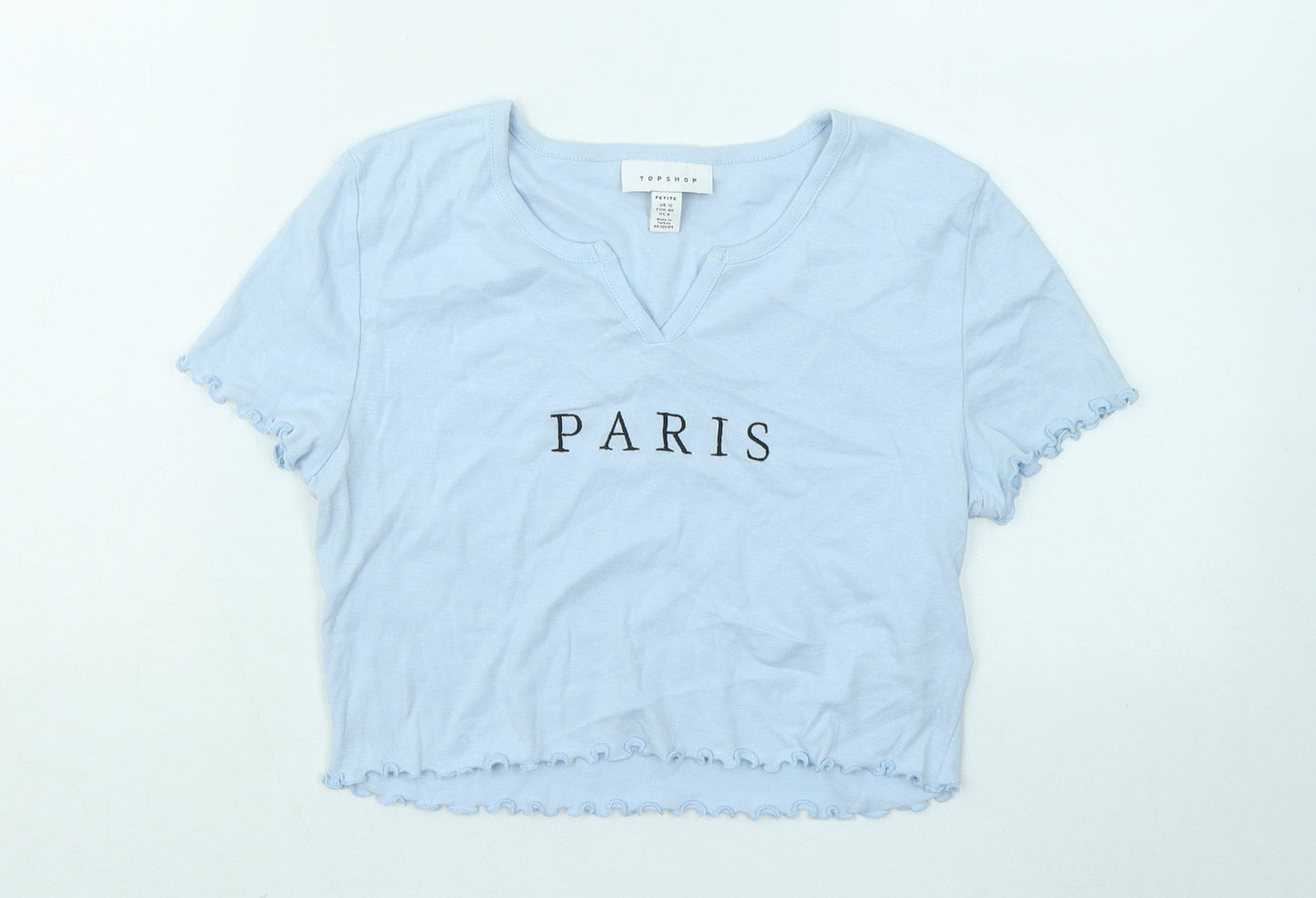 Womens UK Size 12 Topshop Blue Basic T-Shirt