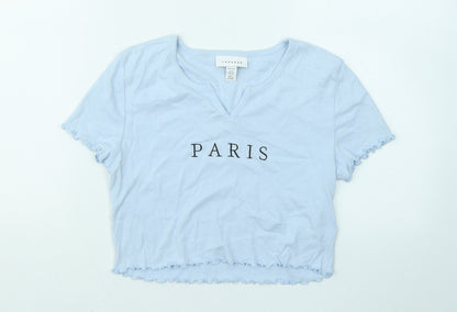 Womens UK Size 12 Topshop Blue Basic T-Shirt