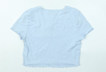 Womens UK Size 12 Topshop Blue Basic T-Shirt