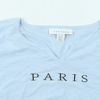 Womens UK Size 12 Topshop Blue Basic T-Shirt