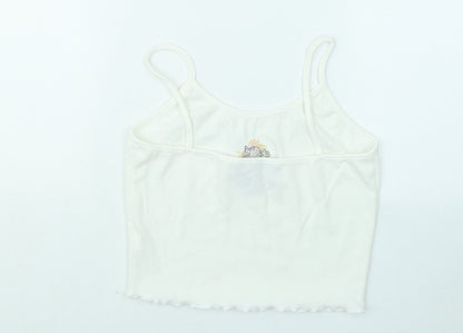 SheIn Womens White Cotton Basic Tank Size M Round Neck - Dragon