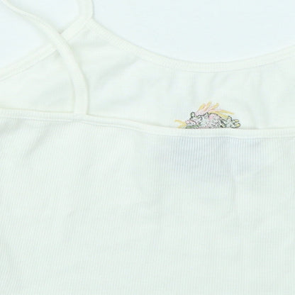 SheIn Womens White Cotton Basic Tank Size M Round Neck - Dragon