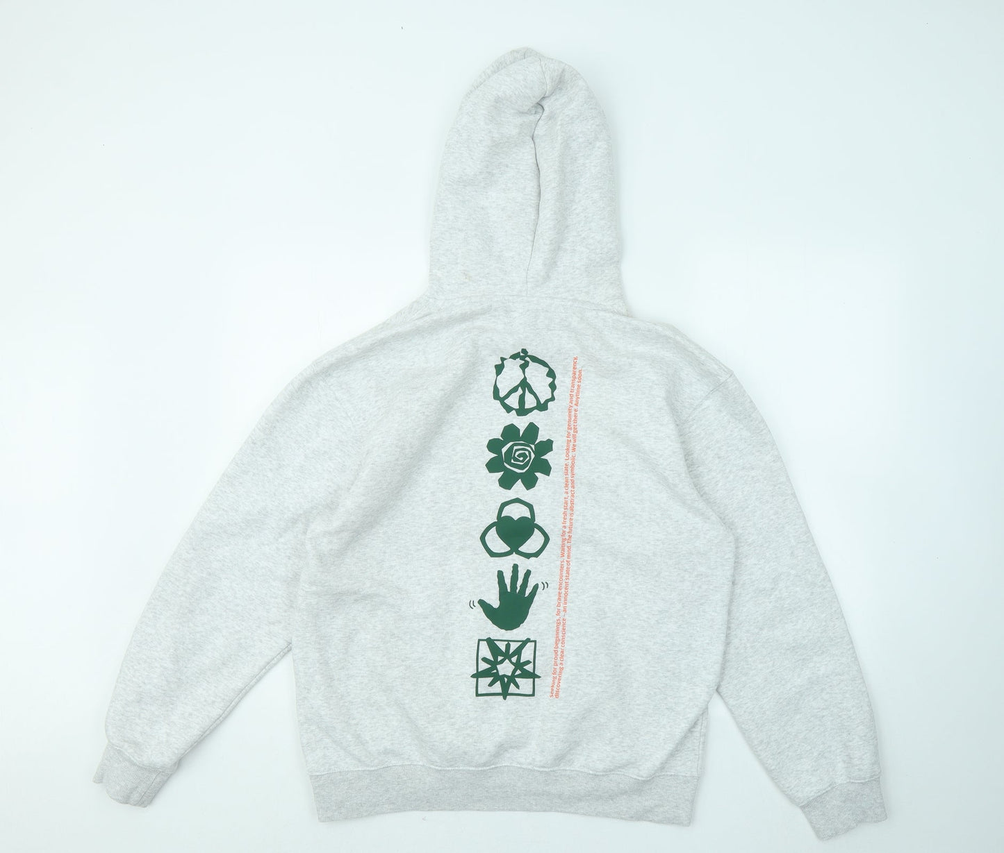 H&M Womens Grey Cotton Pullover Hoodie Size XS - Peace