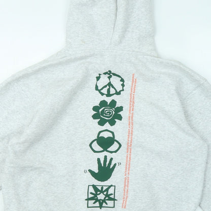 H&M Womens Grey Cotton Pullover Hoodie Size XS - Peace