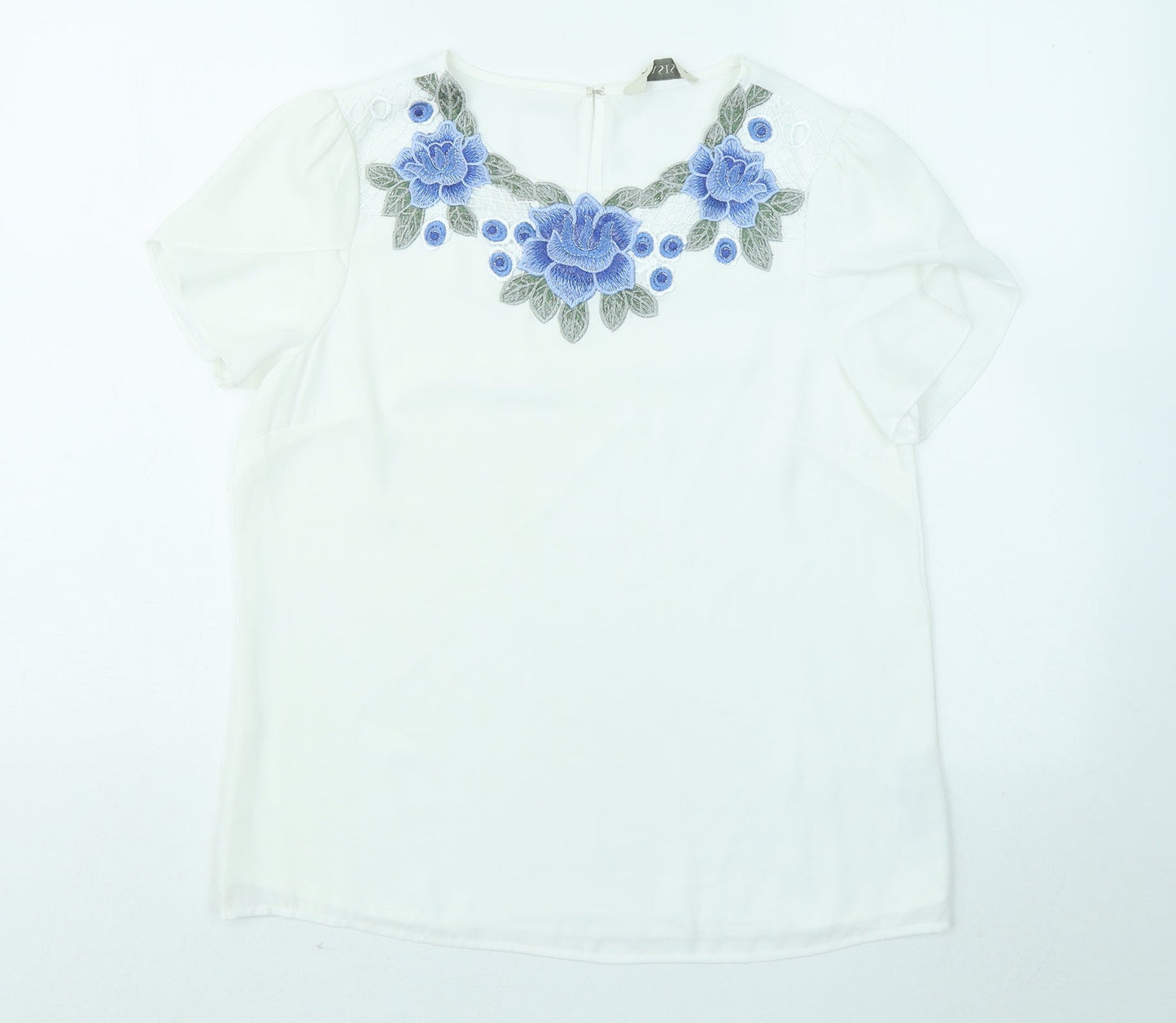 Womens UK Size 10 Oasis White Basic T-Shirt