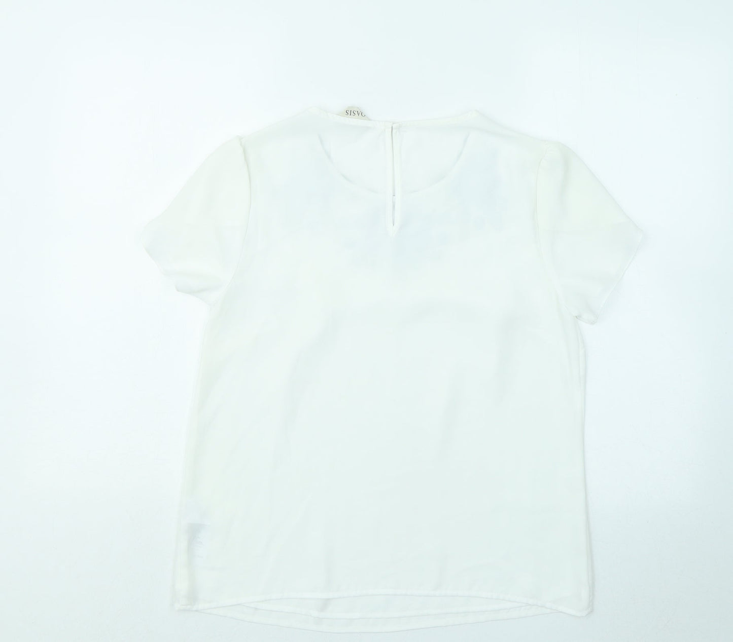 Womens UK Size 10 Oasis White Basic T-Shirt