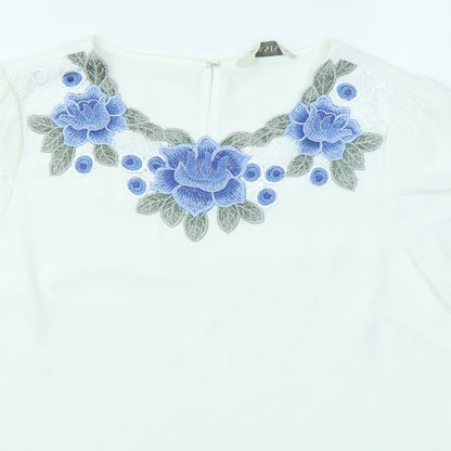 Womens UK Size 10 Oasis White Basic T-Shirt