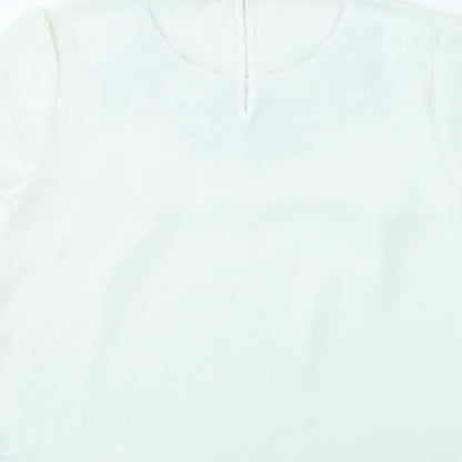 Womens UK Size 10 Oasis White Basic T-Shirt