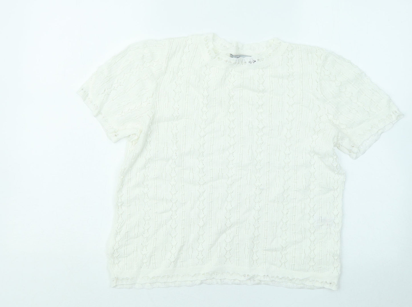 Womens UK Size M Oasis White Basic T-Shirt