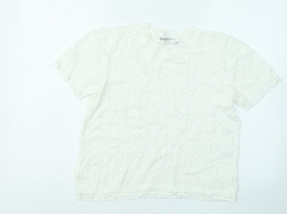 Womens UK Size M Oasis White Basic T-Shirt