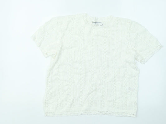 Womens UK Size M Oasis White Basic T-Shirt